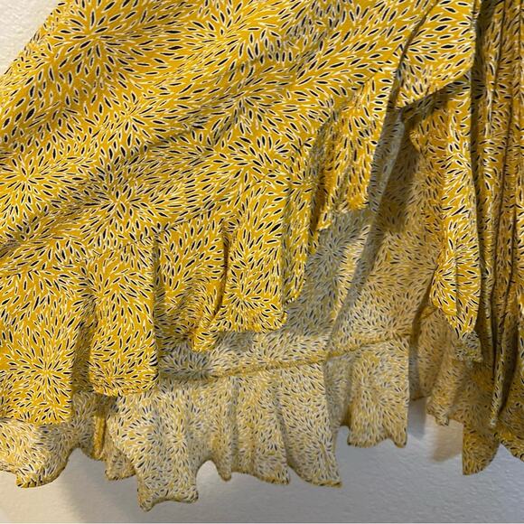 ba&sh BELINA Golden Yellow Floral Ruffle Wrap Dress Curry Lady Dress Size Small - Picture 7 of 10